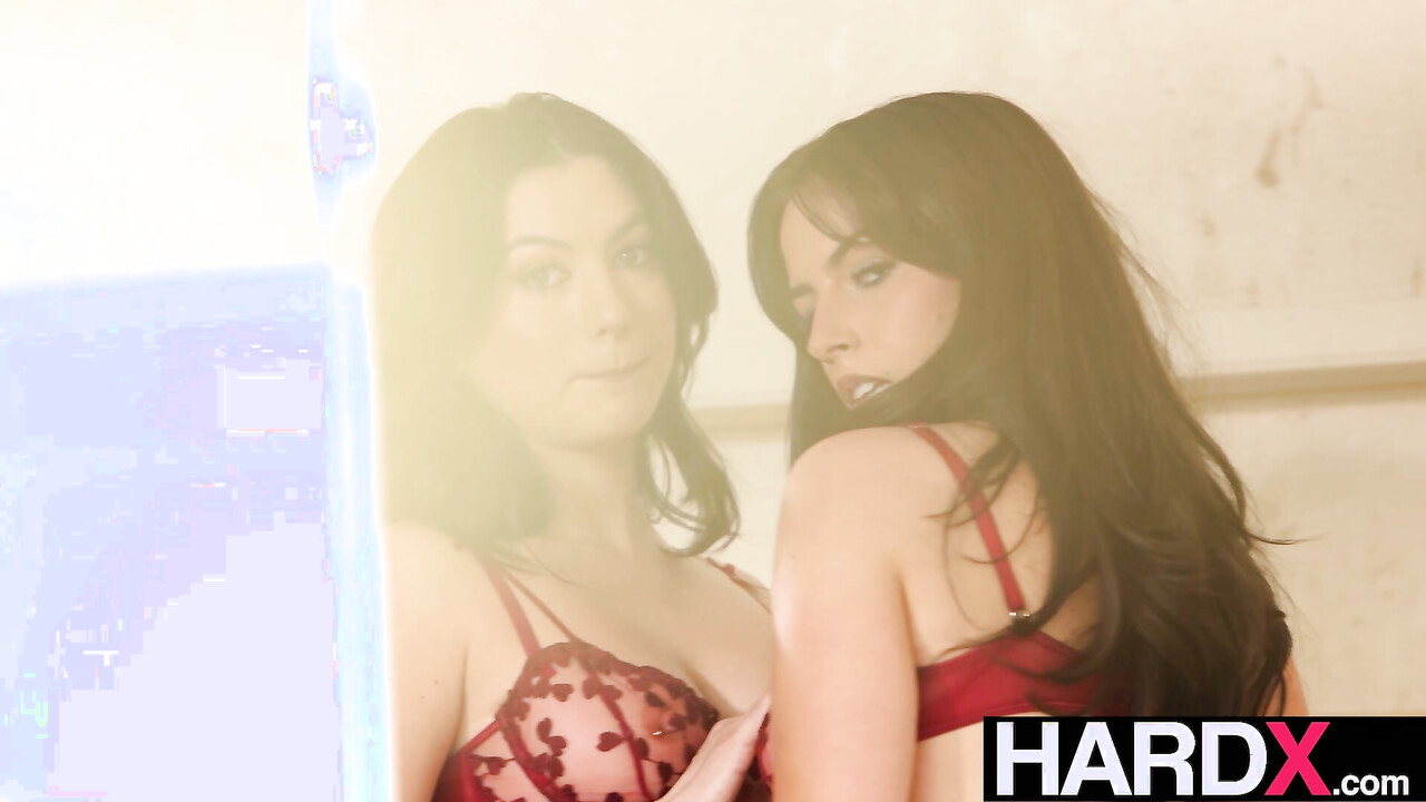 HARDX – Red Lingerie Show Turns Lesbian – Brunette Babes Chanel Camryn & Megan M